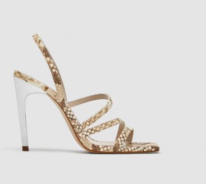 zara SNAKESKIN PRINT LEATHER SANDALS 