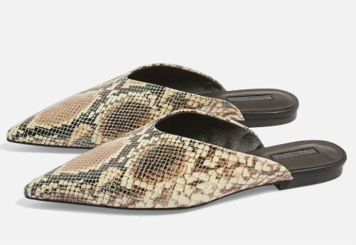 topshop pointed snakeskin mules