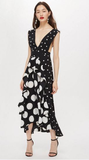 topshop pinafore polka dress