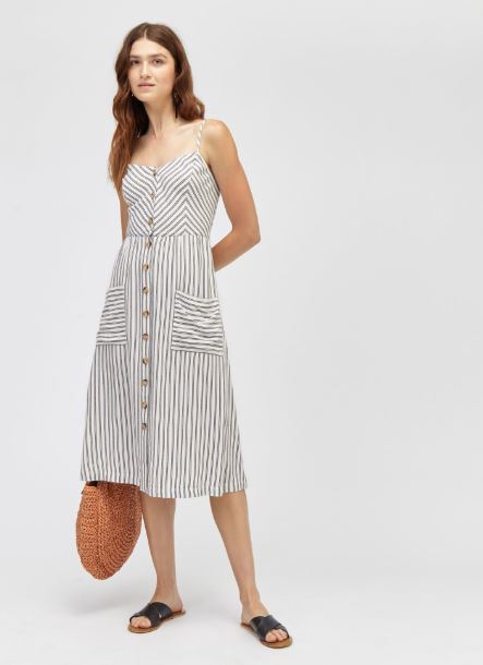 warehouse striped linen dress