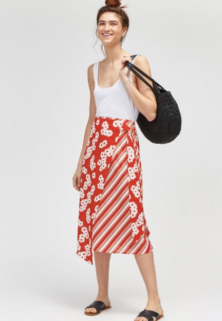 warehouse DAISY STRIPE WRAP SKIRT EUR €61.00