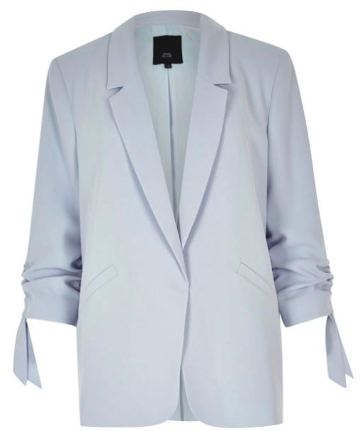 Light blue ruched sleeve blazer €80