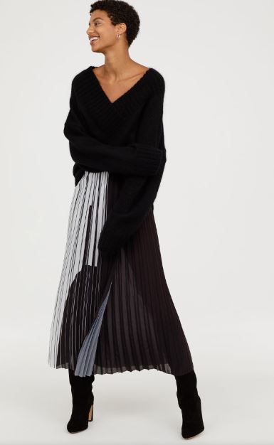 hm pleated wrapover skirt