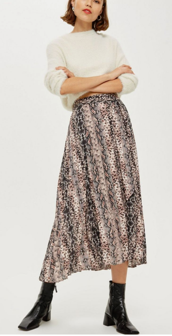 topshop snake print skirt