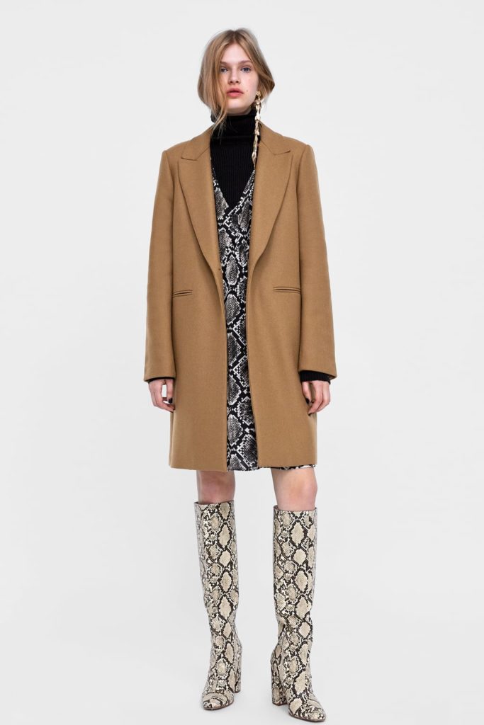 camel overcoat zara