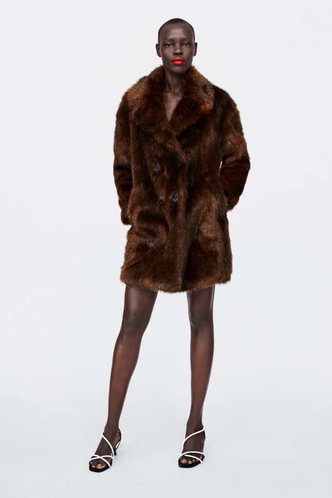 zara faux fur coat