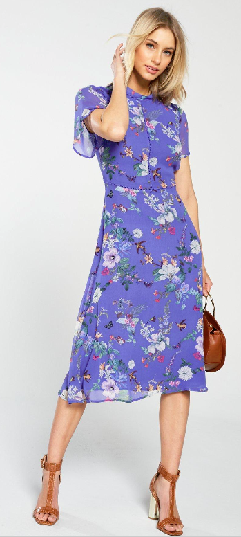 oasis blue chiffon midi dress