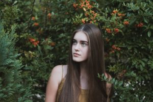 Woman with long brown hair 