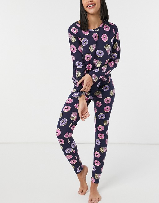 Galentine's Day Gift - ASOS DESIGN Doughnut Pyjama Set in navy